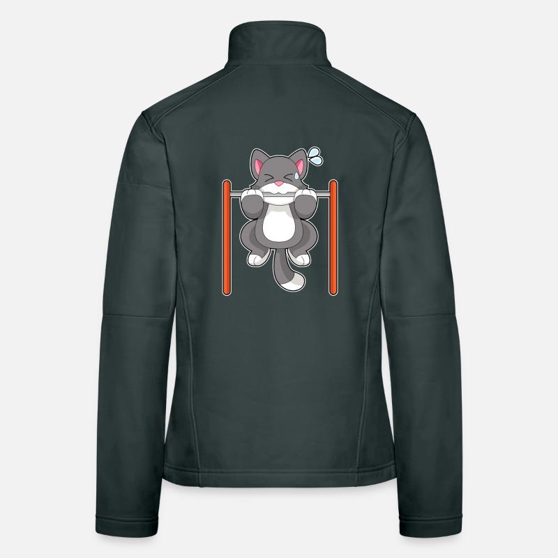Cat Bodybuilder Pull-ups Bodybuilding Women's Softshell Jacket