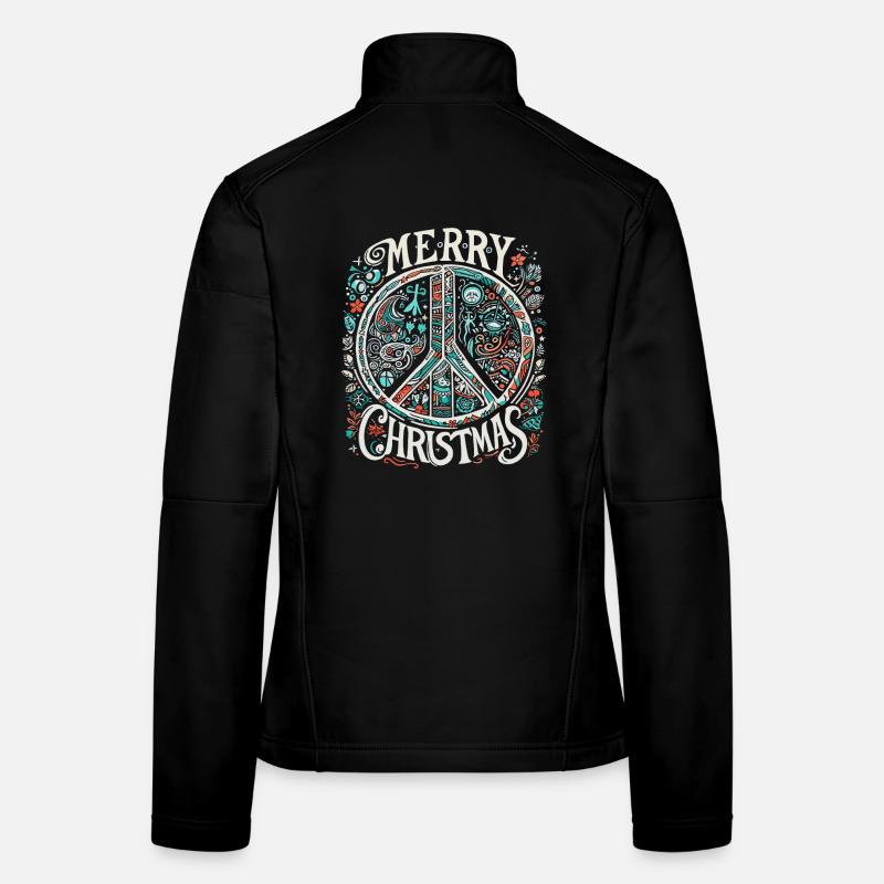 Joyeux Noël Message de paix Vintage Veste en tissu softshell Femme