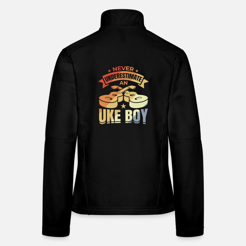 Never underestimate a ukulele boy Women's Softshell Jacket
