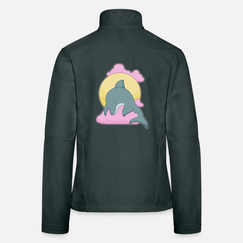 Dauphin Lune Nuages Veste en tissu softshell Femme
