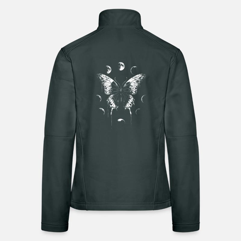 Fairycore Papillon Lune Grunge Phases de Lune Veste en tissu softshell Femme