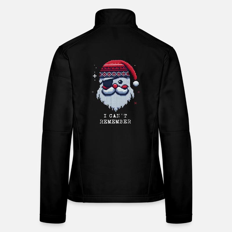 Weihnachtsmann mit Augenklappe Strickmuster - Frauen Softshelljacke - Schwarz
