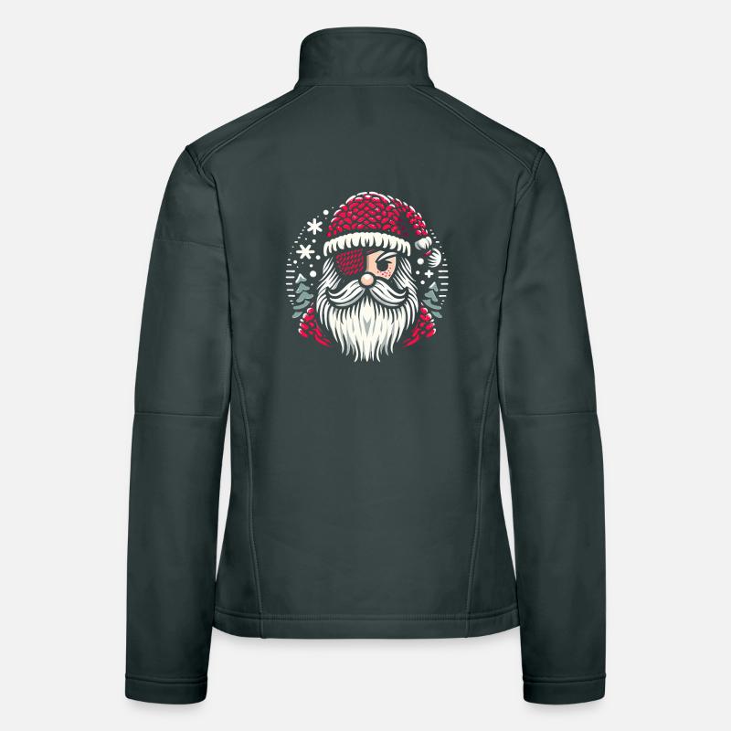 Weihnachtsmann Strickmuster mit Augenklappe Frauen Softshelljacke