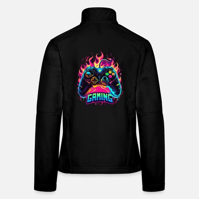 Manette de jeu Flames Art Veste en tissu softshell Femme
