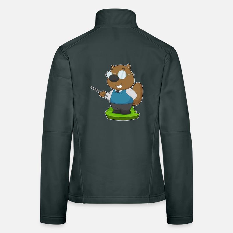 École du professeur de castor pointant des bâtons Veste en tissu softshell Femme