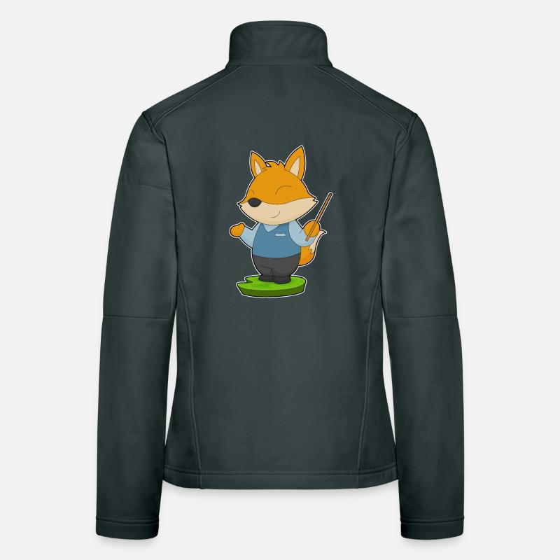 Fox Teacher Pointing Stick School Women's Softshell Jacket