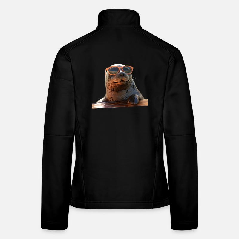 Robbe mit Sonnenbrille Seehund Walross Süße Robben Frauen Softshelljacke
