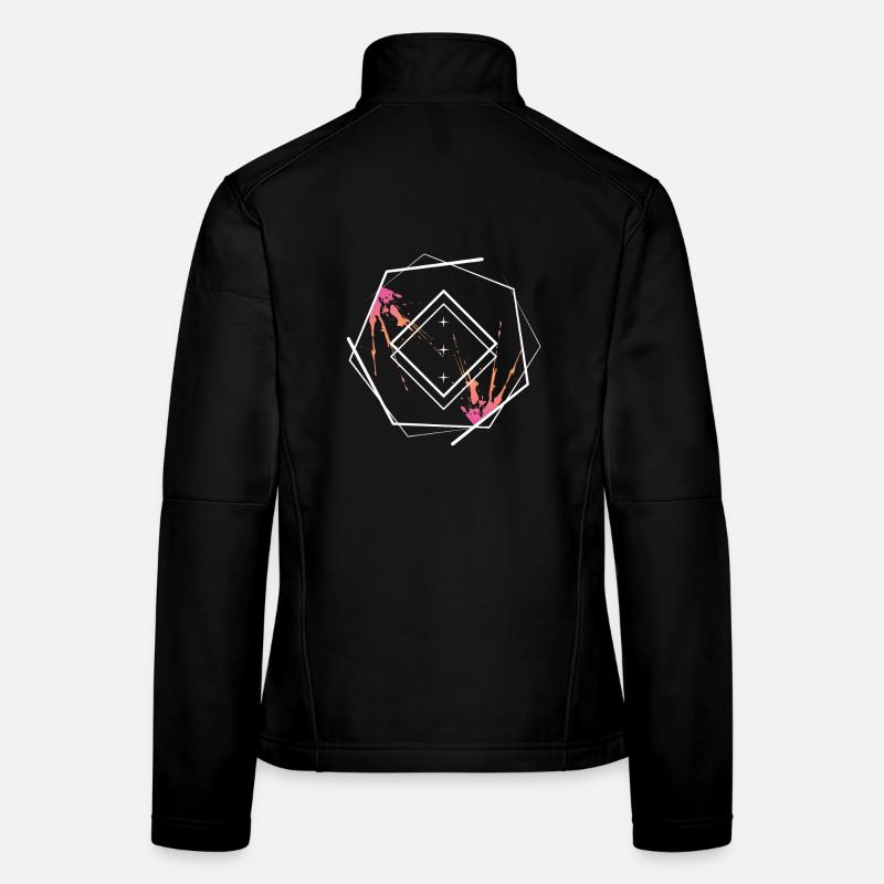Geometric Diamond Frame Neon Women's Softshell Jacket
