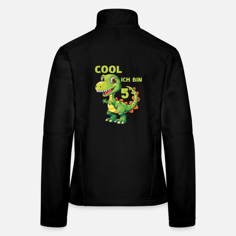 Dinosaurier 5 Kindergeburtstag Dino 5 Jahre Spruch - Frauen Softshelljacke - Schwarz