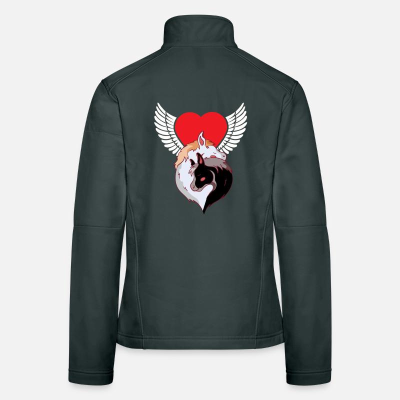 Chevaux célestes Amour Coeur Cheval Cavalier Fou Veste en tissu softshell Femme