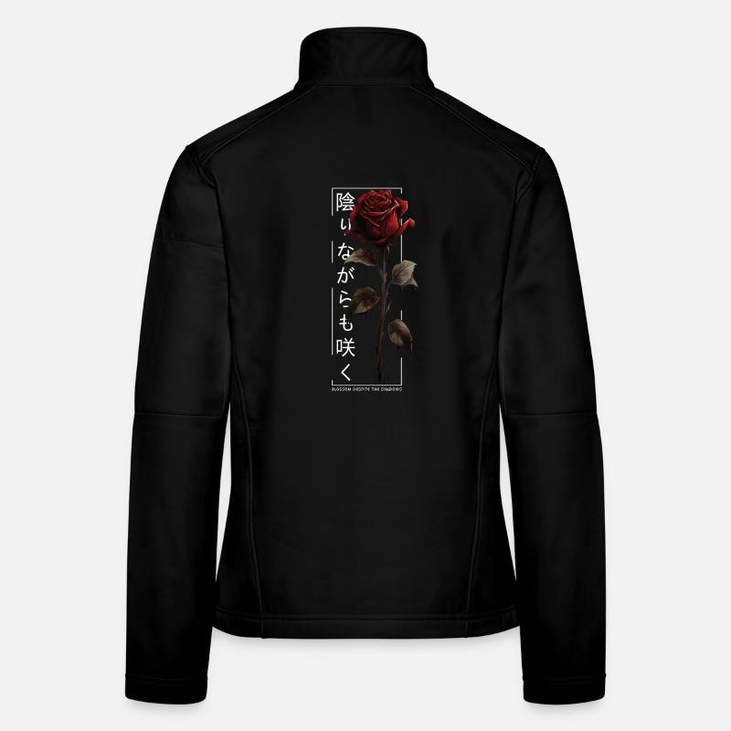 Blossom Despite The Shadow Rose Script japonais Veste en tissu softshell Femme