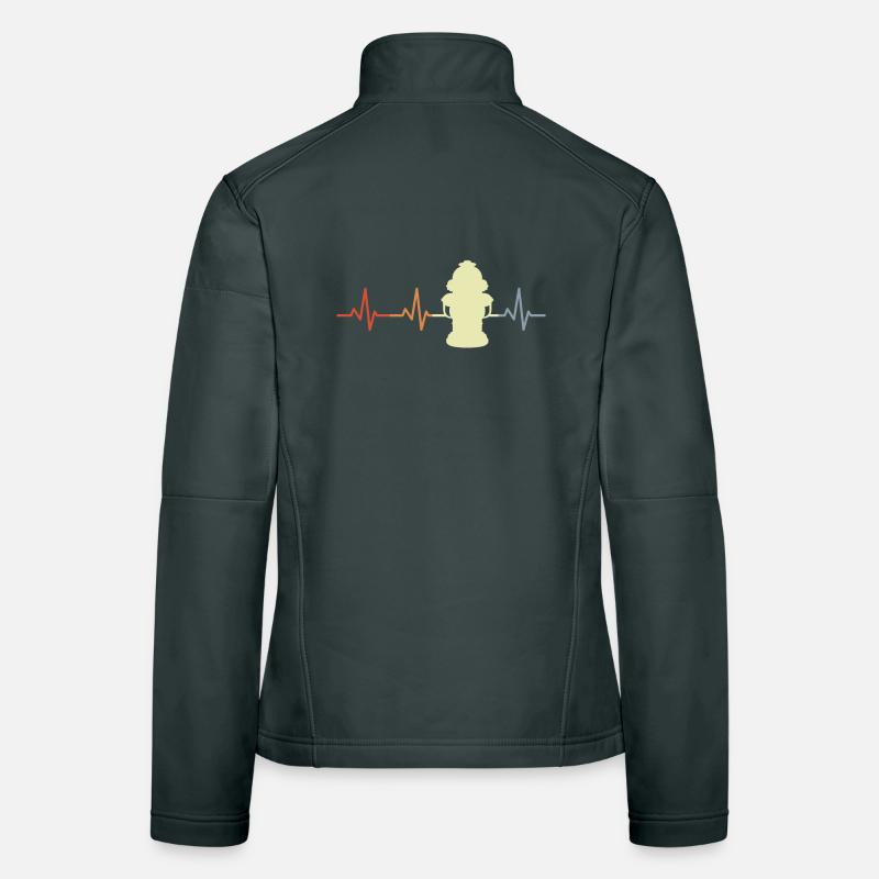 Vintage Fire Hydrant Heart Line Women's Softshell Jacket