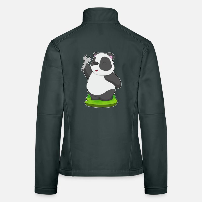 Panda Mechanic Wrench Workshop Women's Softshell Jacket