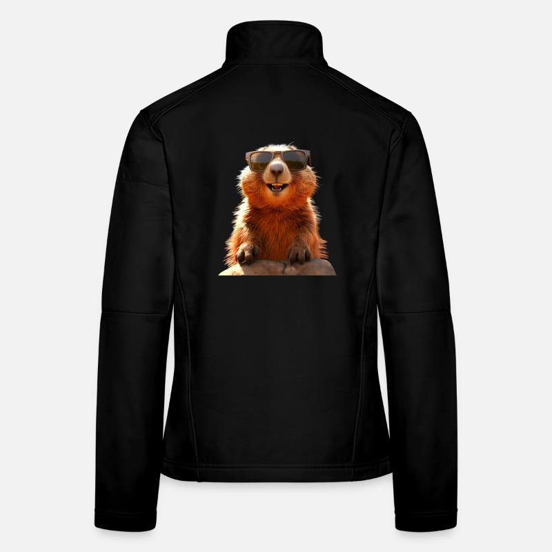 Marmot with sunglasses Rodent Ground Squirrel Women's Softshell Jacket