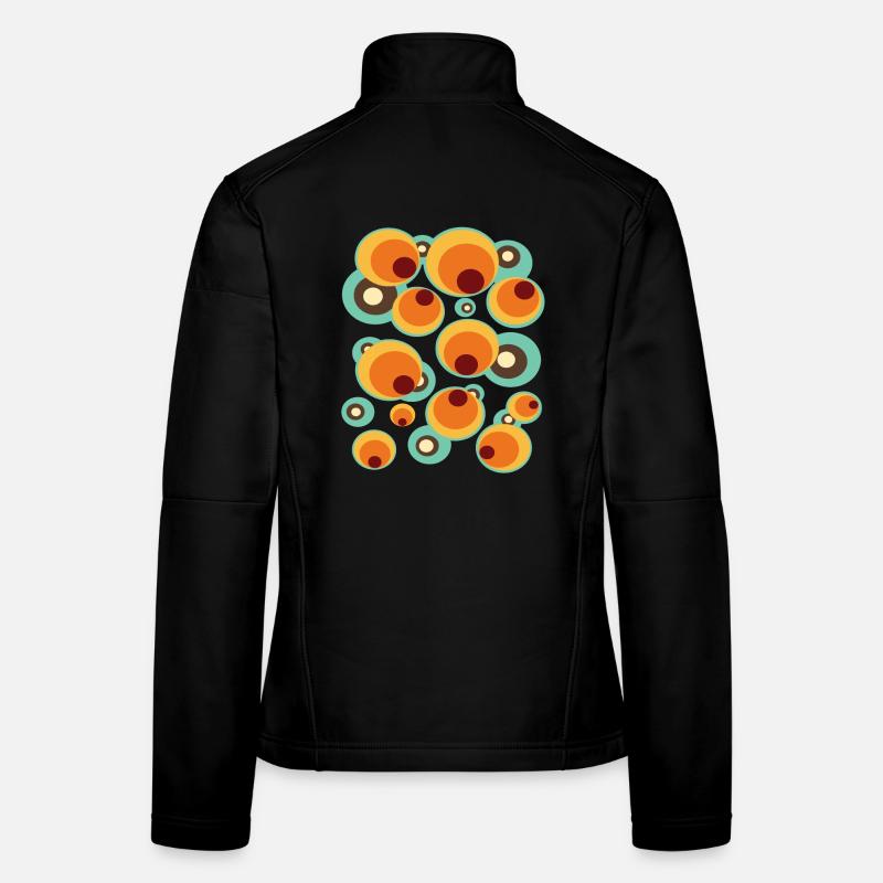 Vintage Mid Century Dot Circle Pattern Women's Softshell Jacket