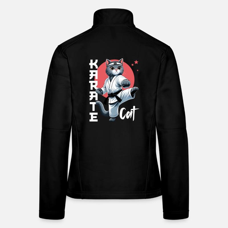 Funny Cat Karate Cat Martial Arts Design Women's Softshell Jacket
