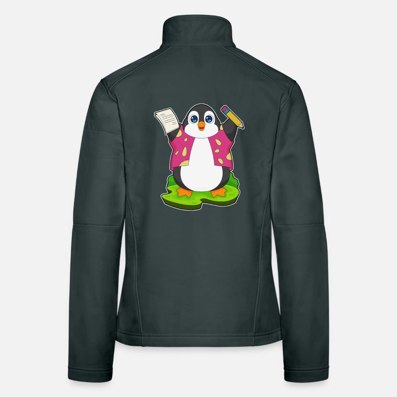 Pinguin Schüler Bleistift Schule Frauen Softshelljacke