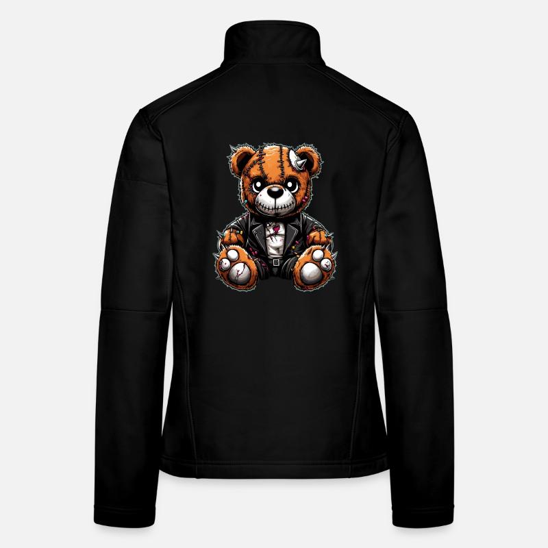 Punk Rebel Plush Teddy Bear Women's Softshell Jacket