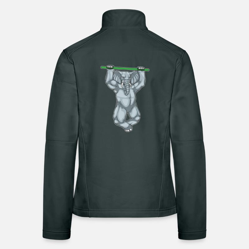 Elephant Bodybuilder Pull-Ups Bodybuilding Women's Softshell Jacket