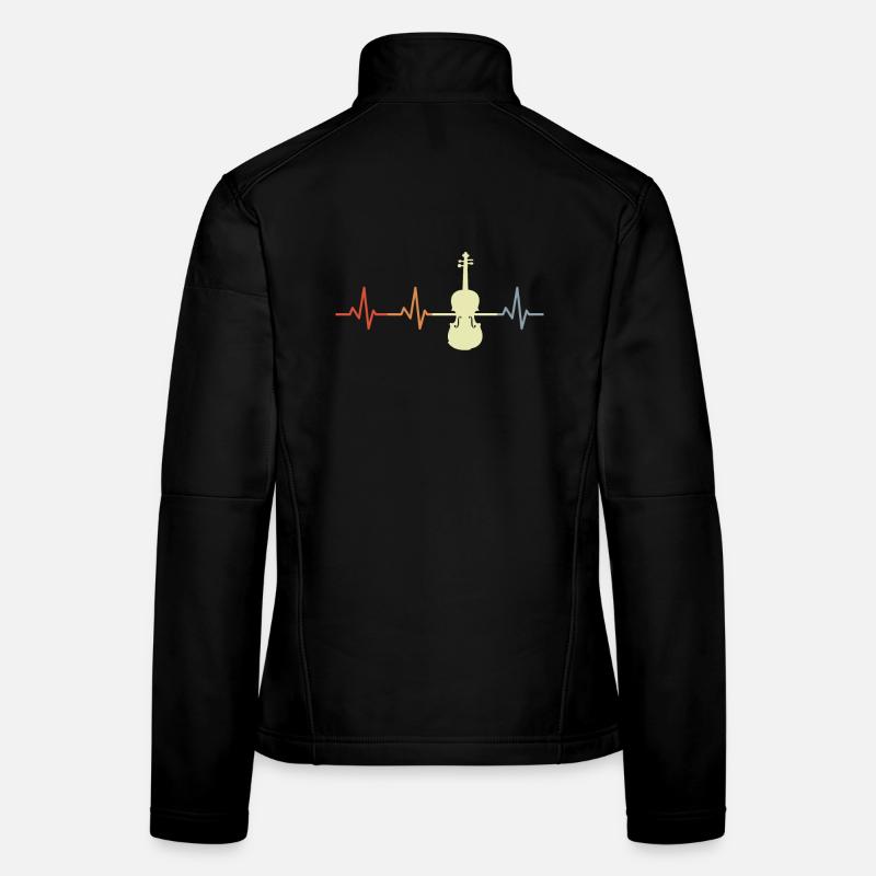 Vintage Violin ECG Heartbeat Women's Softshell Jacket