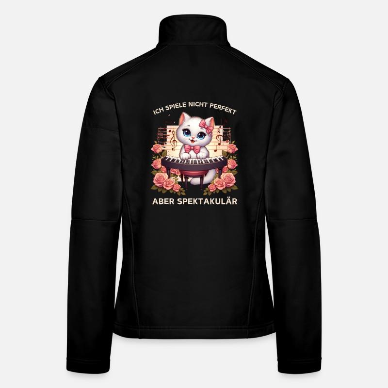 Piano chat avec une touche rose Veste en tissu softshell Femme
