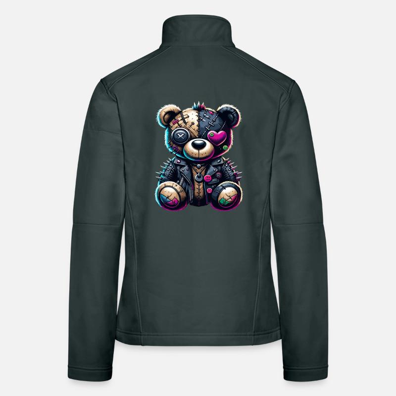 Punk Emo Plüsch Teddybär Frauen Softshelljacke