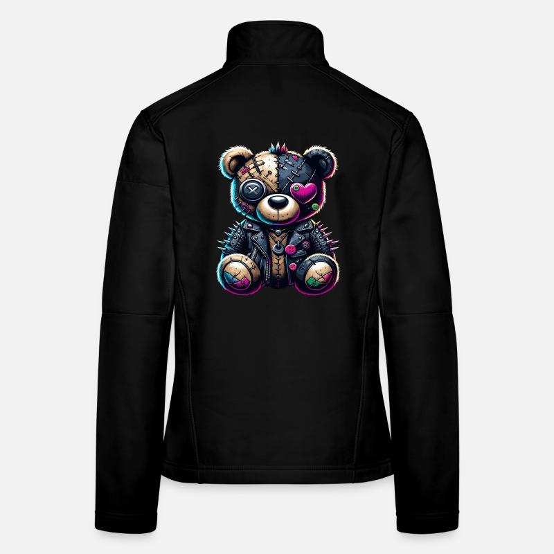 Punk Emo Plush Teddy Bear Women's Softshell Jacket