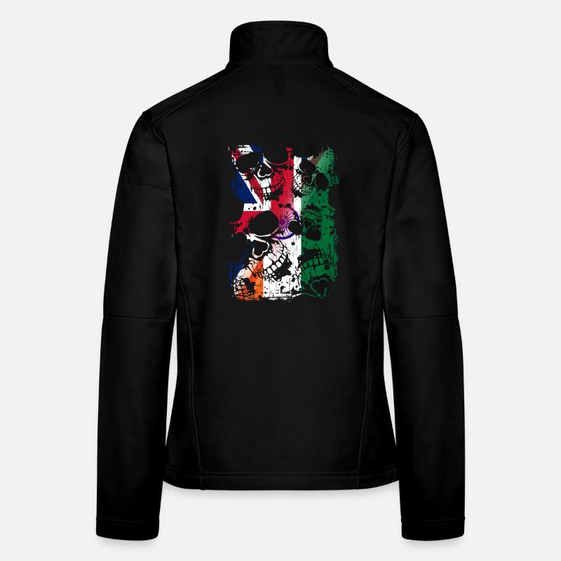 Royaume-Uni Inde Drapeau et crânes Veste en tissu softshell Femme