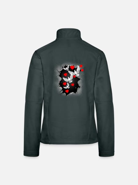 Colombe de la Paix Cœur Paix Paix Mondiale Paix - Veste en tissu softshell Femme - noir - Dos