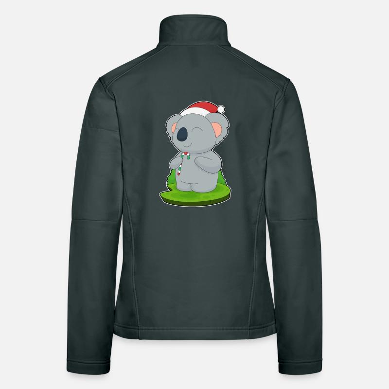 Koala Christmas Candy Cane Women's Softshell Jacket