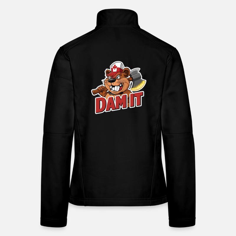 « Dam It » Beaver Canada Pride Drôle de bûcheron Veste en tissu softshell Femme