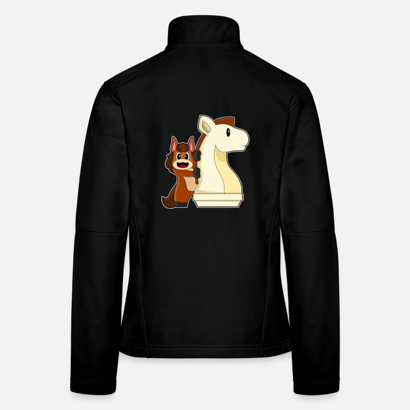 Pferd Schachfigur Springer Schach Frauen Softshelljacke