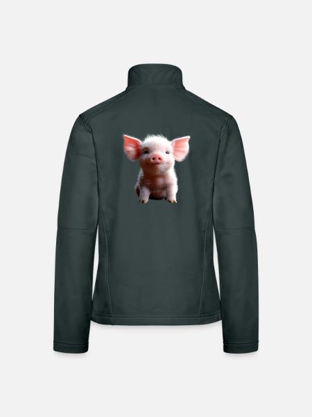 Pig Domestic Pig Pig Piglet Piggy - Women's Softshell Jacket - black - Back
