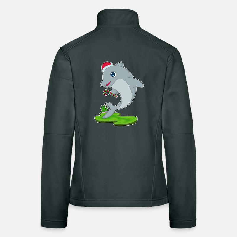 Canne de Noël Dauphin Veste en tissu softshell Femme