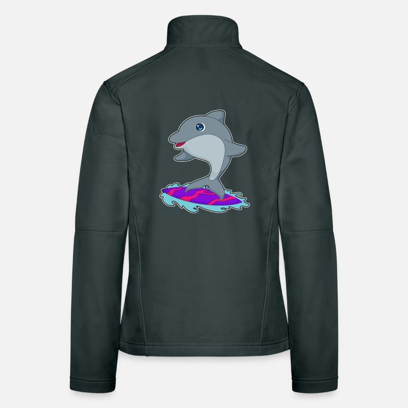 Été de surf sur planche de surf Dolphin Veste en tissu softshell Femme