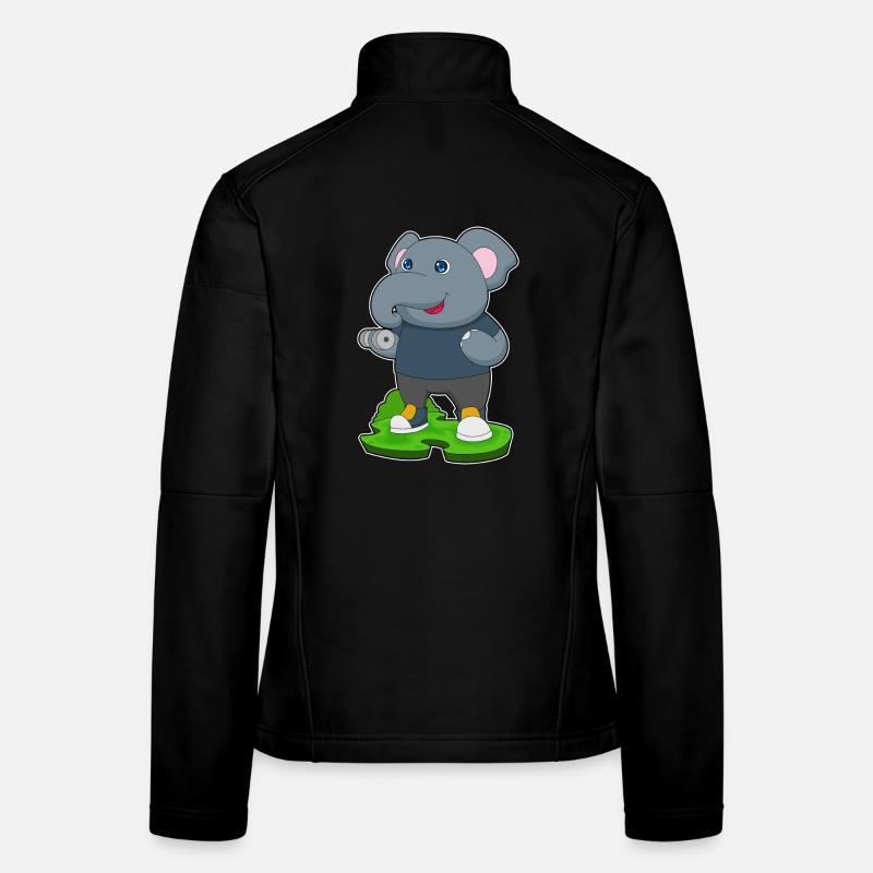 Elephant Bodybuilder Dumbbell Bodybuilding Women's Softshell Jacket