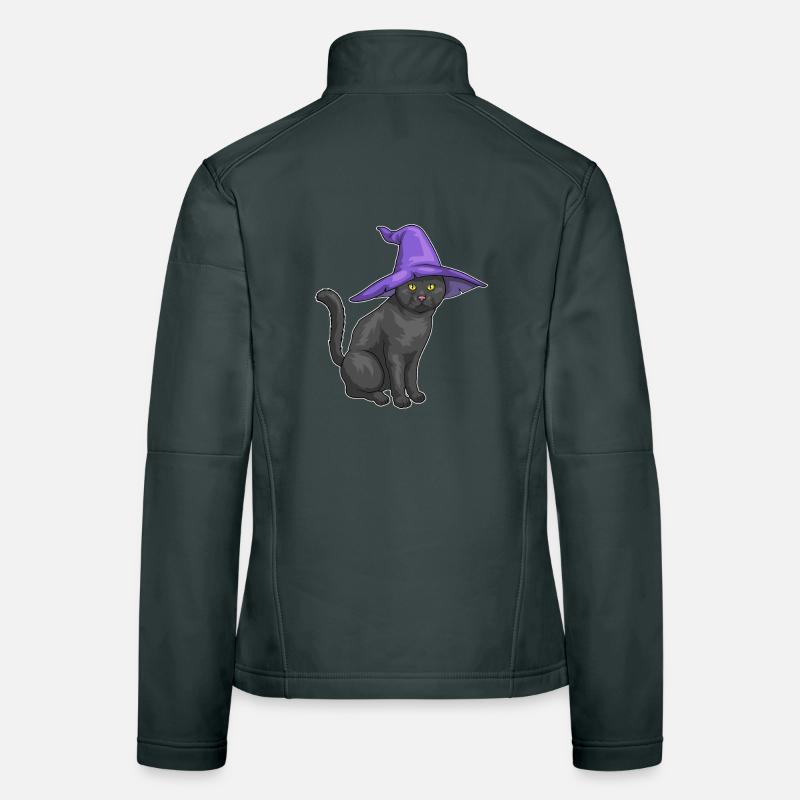 Chat Halloween Sorcière Veste en tissu softshell Femme