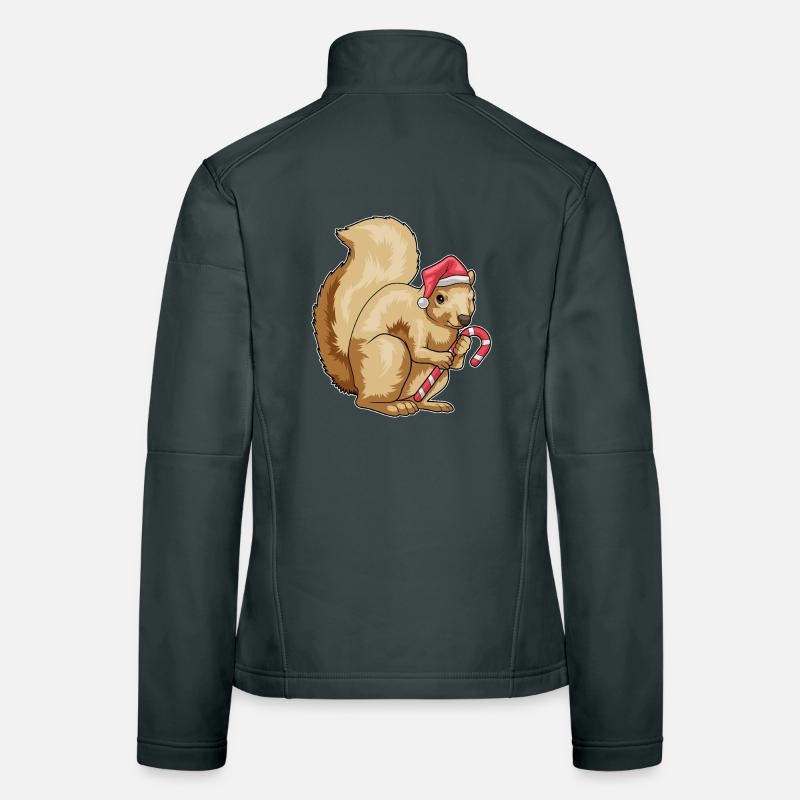 Squirrel Christmas candy cane Women's Softshell Jacket