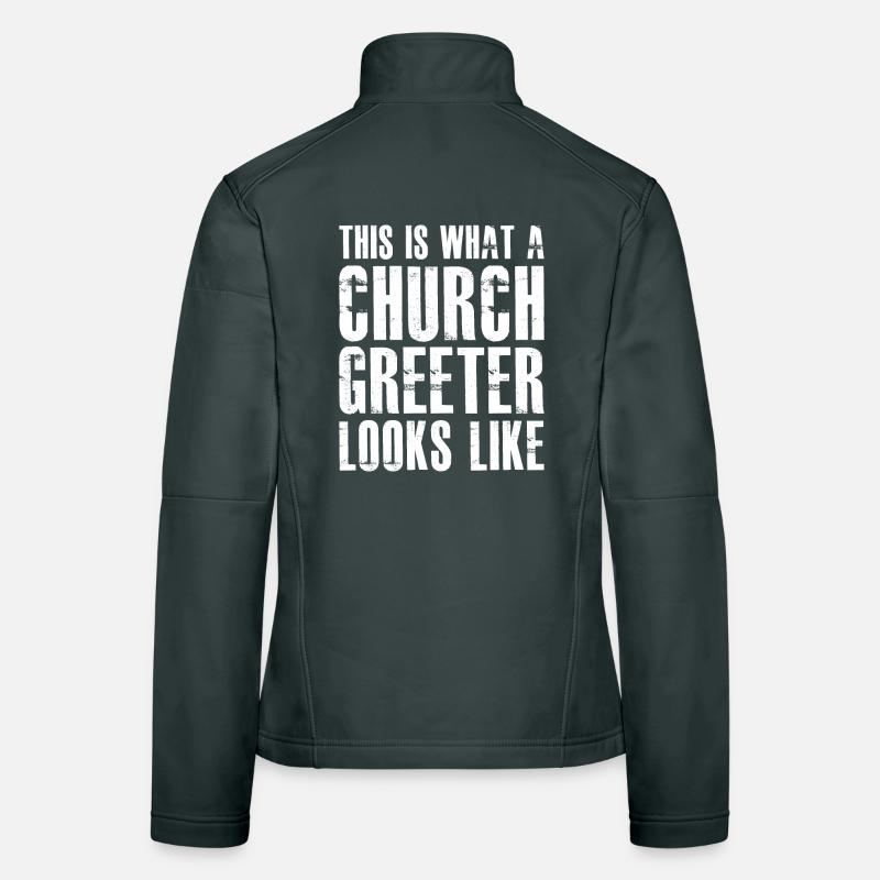 So sieht ein Church Greeter aus Frauen Softshelljacke