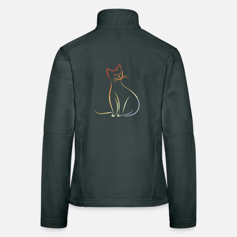 Cat Sketch Retro Women's Softshell Jacket