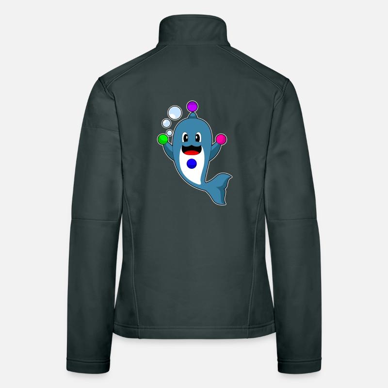 Dolphin juggler juggling Women's Softshell Jacket