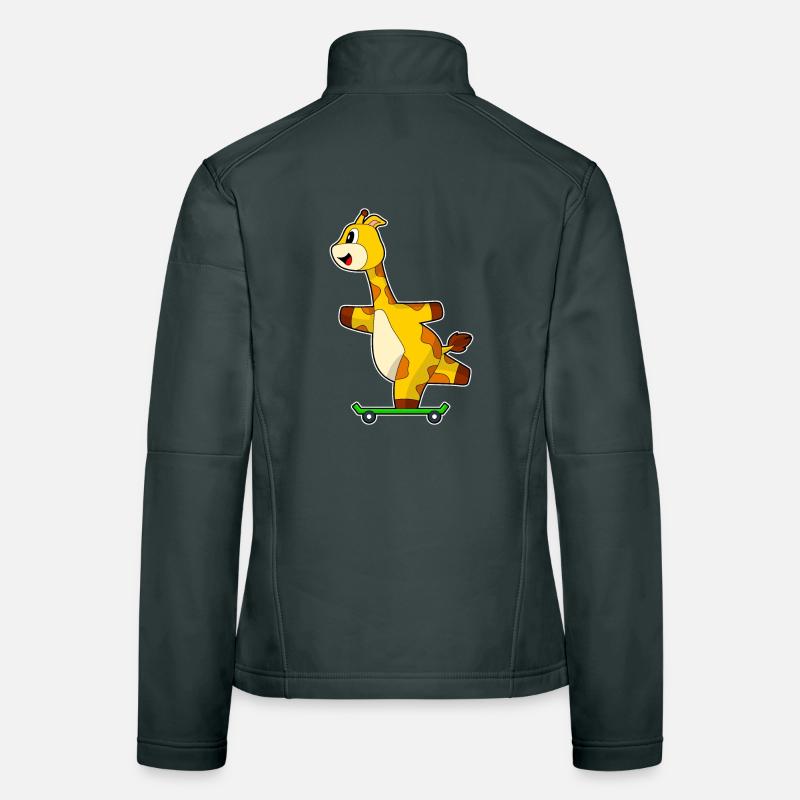 Giraffe Skater Skateboard Veste en tissu softshell Femme