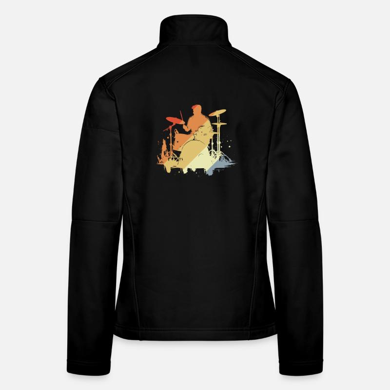 Drummer Drawing Retro Women's Softshell Jacket