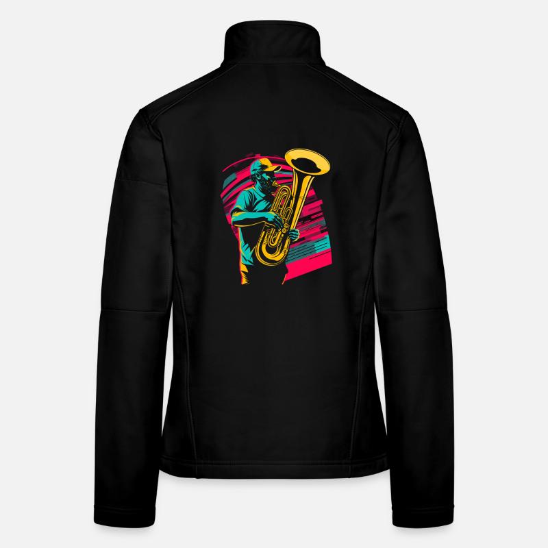 Tuba Player Comic Look Women's Softshell Jacket