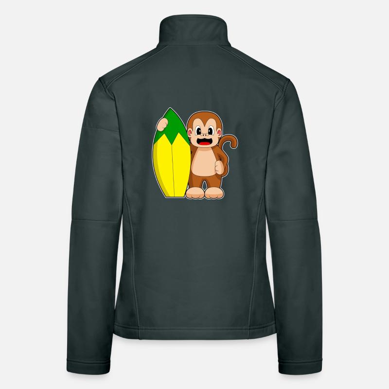Été de surf sur planche de surf de singes Veste en tissu softshell Femme