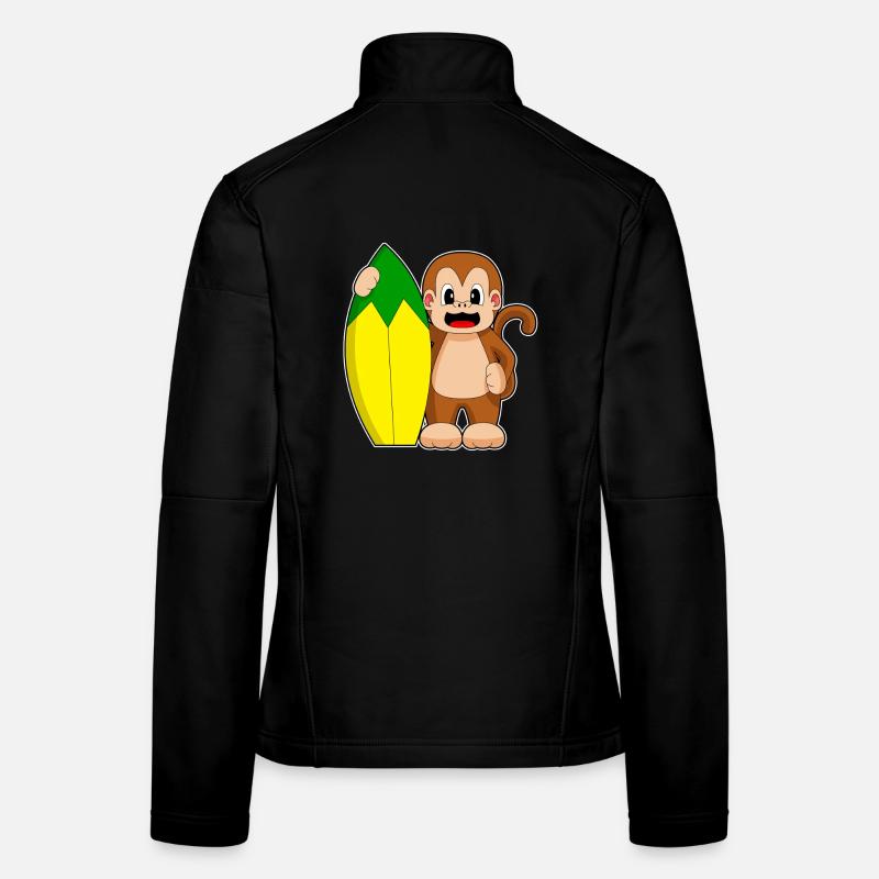 Été de surf sur planche de surf de singes Veste en tissu softshell Femme