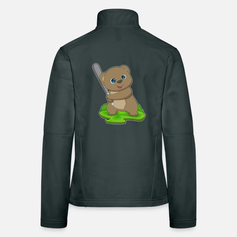 Bear Baseball Baseball Bat Women's Softshell Jacket