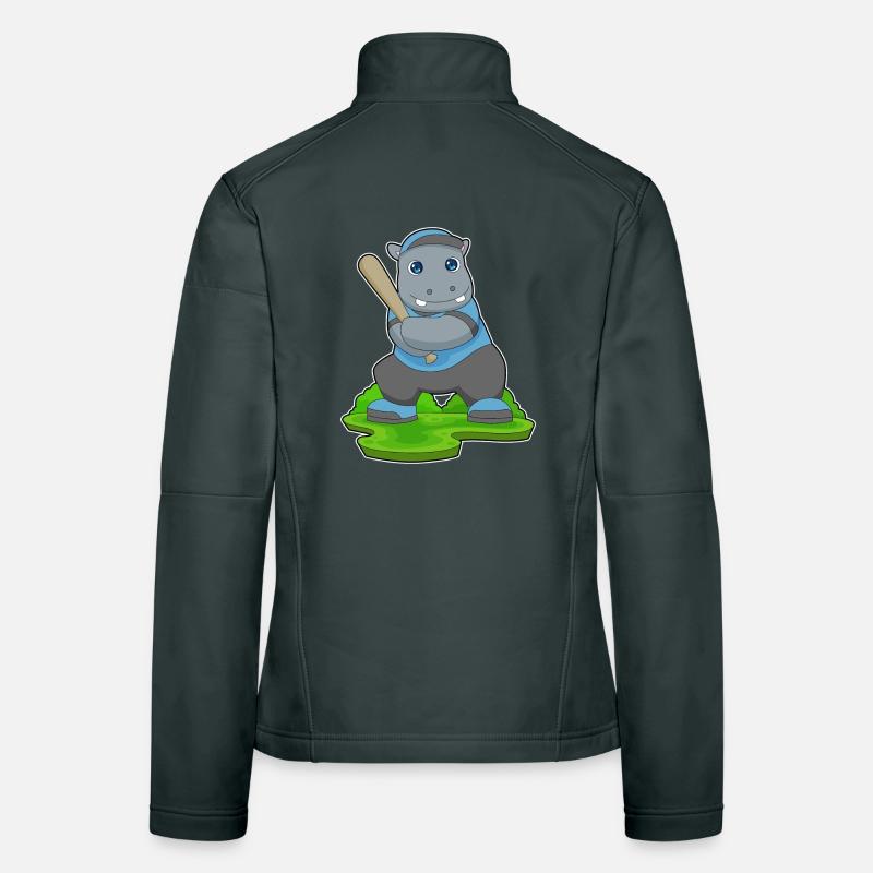 Hippopotamus Baseball Batte de Baseball Veste en tissu softshell Femme