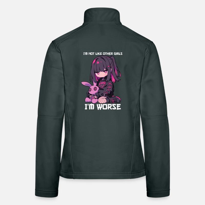 Pas comme les autres filles Kawaii Goth Bunny cadeau Veste en tissu softshell Femme