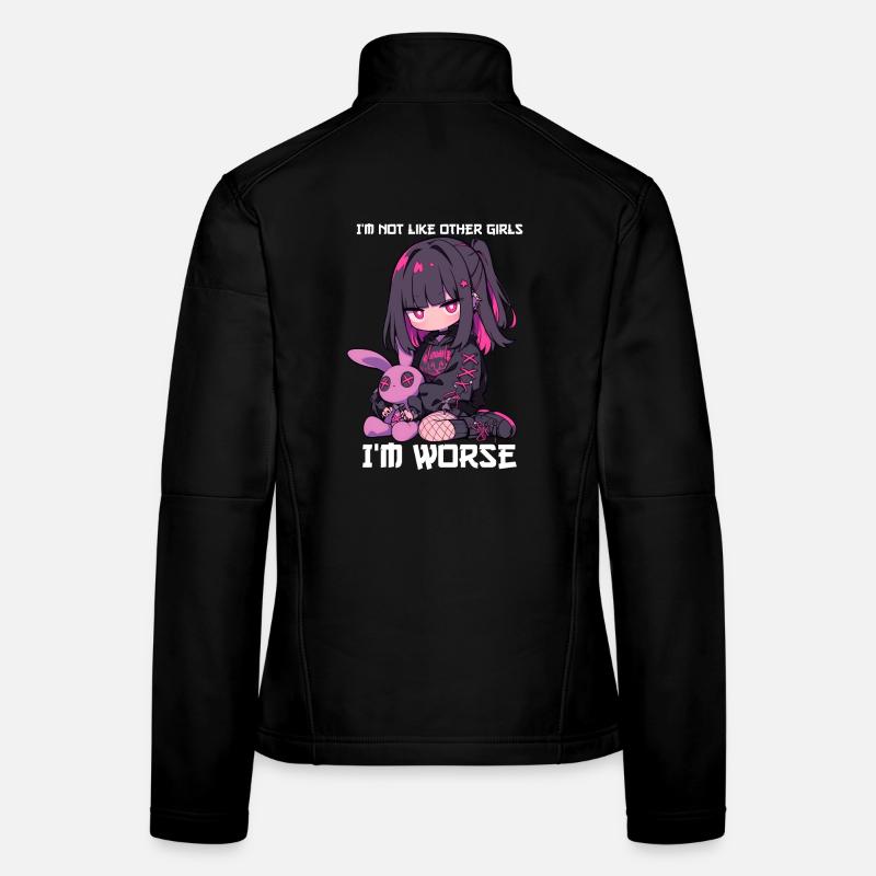 Pas comme les autres filles Kawaii Goth Bunny cadeau Veste en tissu softshell Femme